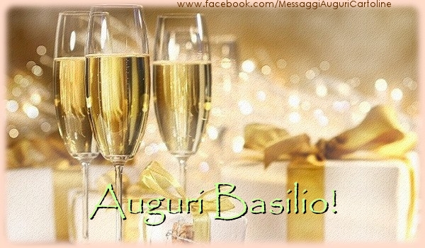 Cartoline di auguri - Champagne & Regalo | Auguri Basilio!