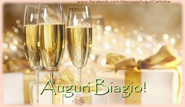 Cartoline di auguri - Champagne & Regalo | Auguri Biagio!