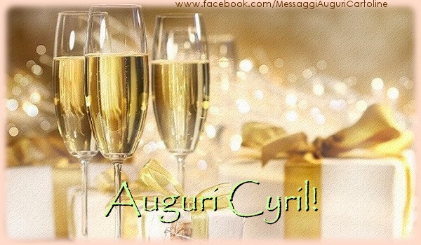 Cartoline di auguri - Champagne & Regalo | Auguri Cyril!
