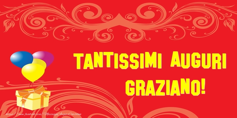 Cartoline di auguri - Palloncini & Regalo | Tantissimi Auguri Graziano!