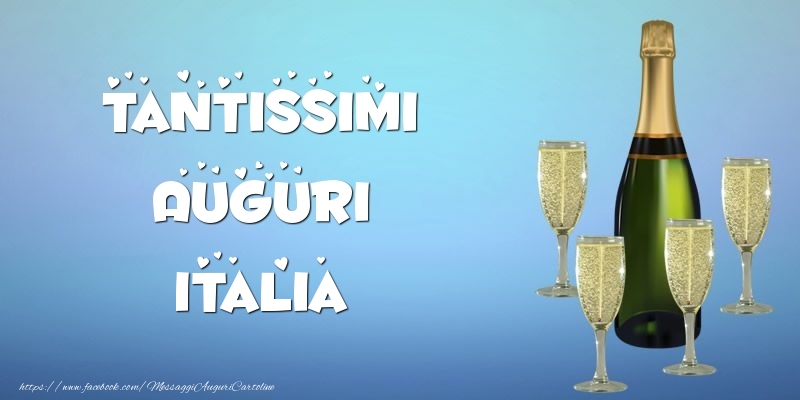 Cartoline di auguri -  Tantissimi Auguri Italia champagne