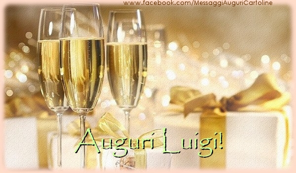 Cartoline di auguri - Champagne & Regalo | Auguri Luigi!