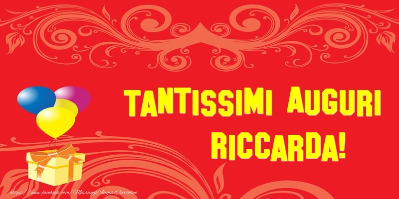 Cartoline di auguri - Palloncini & Regalo | Tantissimi Auguri Riccarda!