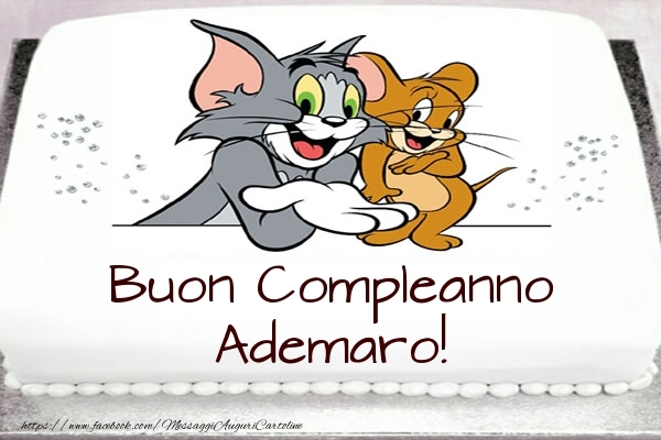 Cartoline per bambini -  Torta Tom e Jerry: Buon Compleanno Ademaro!