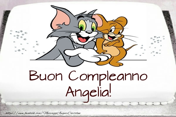  Cartoline per bambini -  Torta Tom e Jerry: Buon Compleanno Angelia!