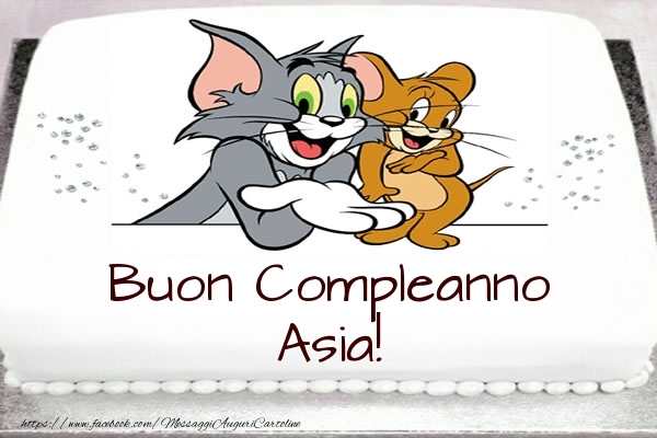 Cartoline per bambini -  Torta Tom e Jerry: Buon Compleanno Asia!