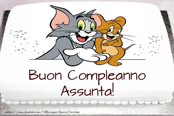  Cartoline per bambini -  Torta Tom e Jerry: Buon Compleanno Assunta!