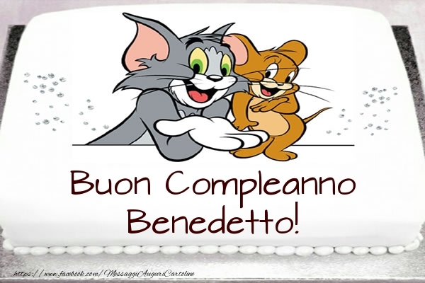 Cartoline per bambini - Torta Tom e Jerry: Buon Compleanno Benedetto!