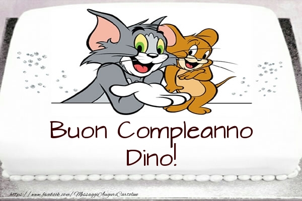 Cartoline per bambini -  Torta Tom e Jerry: Buon Compleanno Dino!