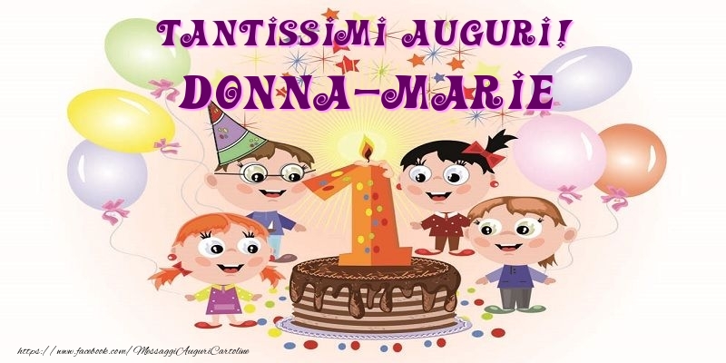 Cartoline per bambini - Animazione & Palloncini & Torta | Tantissimi Auguri! Donna-Marie