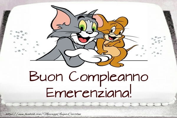 Cartoline per bambini -  Torta Tom e Jerry: Buon Compleanno Emerenziana!