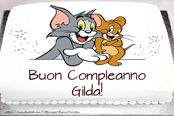 Cartoline per bambini -  Torta Tom e Jerry: Buon Compleanno Gilda!