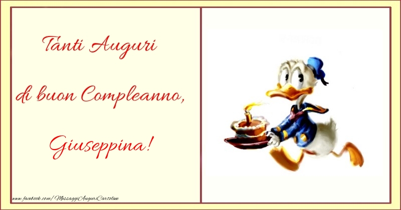 Cartoline per bambini - Animazione & Torta | Tanti Auguri di buon Compleanno, Giuseppina