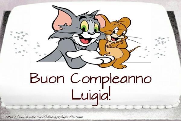  Cartoline per bambini -  Torta Tom e Jerry: Buon Compleanno Luigia!