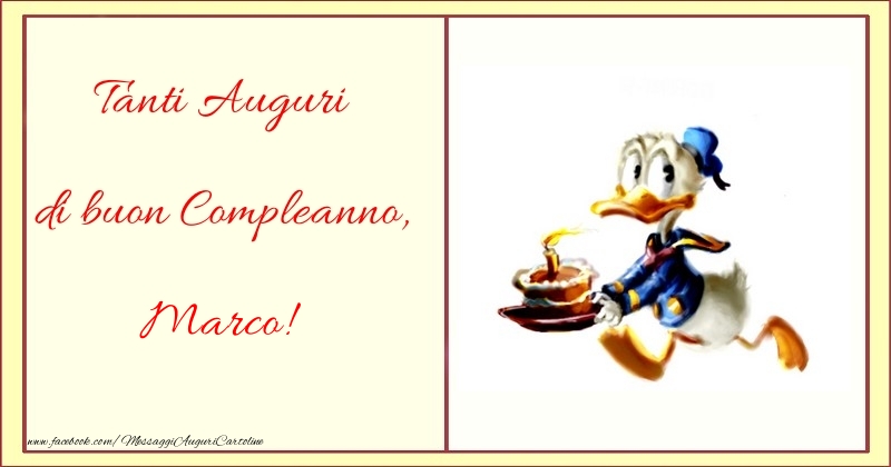 Cartoline per bambini - Tanti Auguri di buon Compleanno, Marco