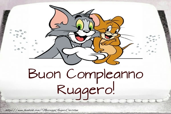 Cartoline per bambini -  Torta Tom e Jerry: Buon Compleanno Ruggero!