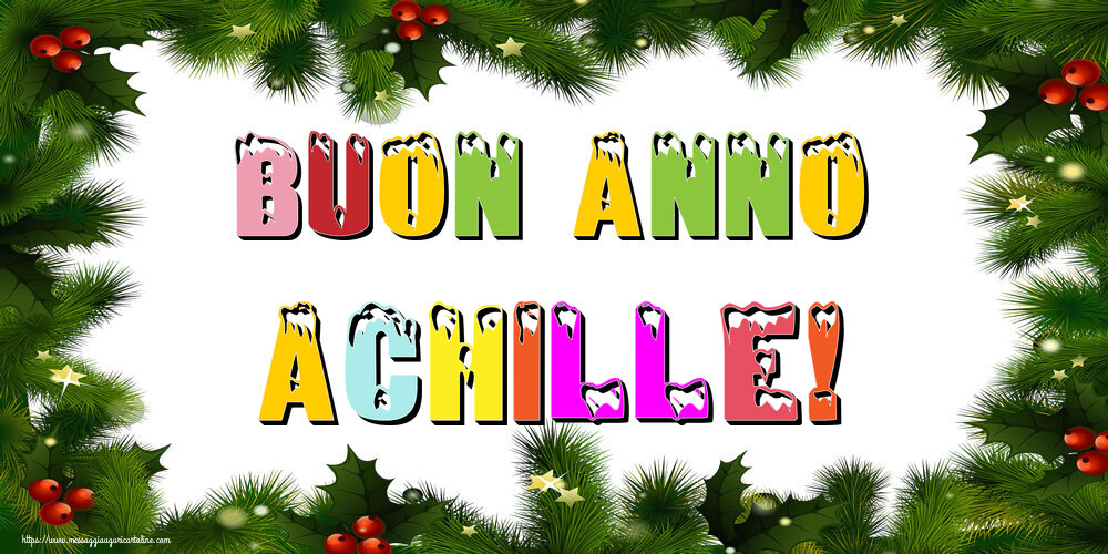 Cartoline di Buon Anno - Albero Di Natale & Palle Di Natale | Buon Anno Achille!