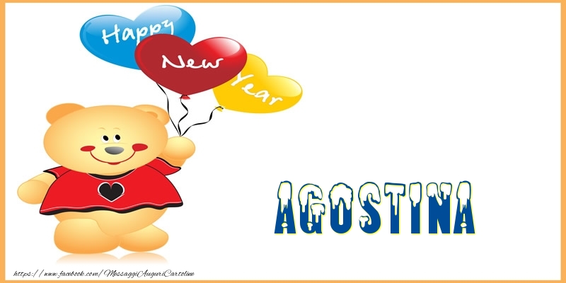 Cartoline di Buon Anno - Animali & Palloncini | Happy New Year Agostina!