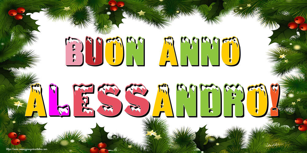 Cartoline di Buon Anno - Albero Di Natale & Palle Di Natale | Buon Anno Alessandro!