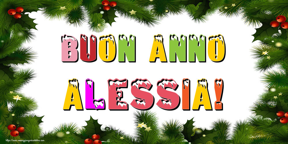 Cartoline di Buon Anno - Albero Di Natale & Palle Di Natale | Buon Anno Alessia!