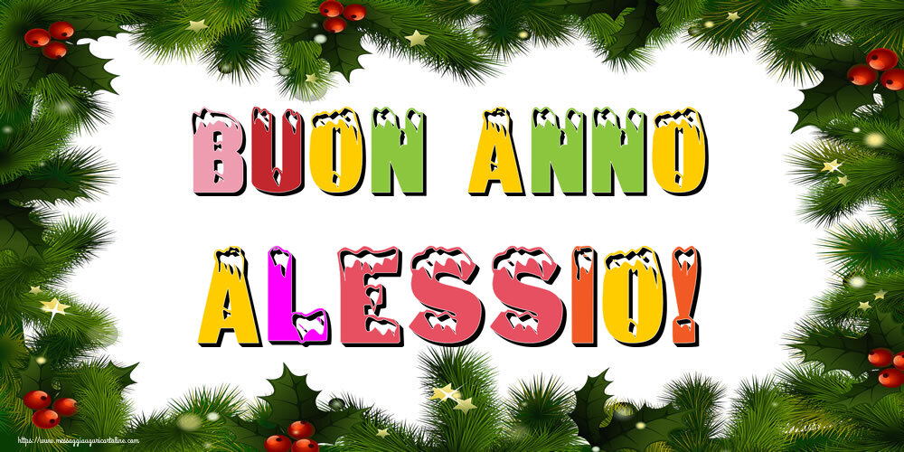 Cartoline di Buon Anno - Albero Di Natale & Palle Di Natale | Buon Anno Alessio!