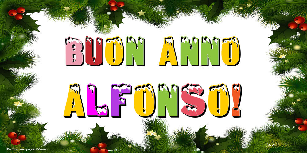 Cartoline di Buon Anno - Albero Di Natale & Palle Di Natale | Buon Anno Alfonso!