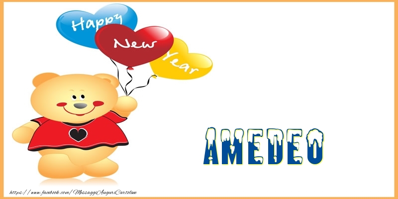 Cartoline di Buon Anno - Animali & Palloncini | Happy New Year Amedeo!