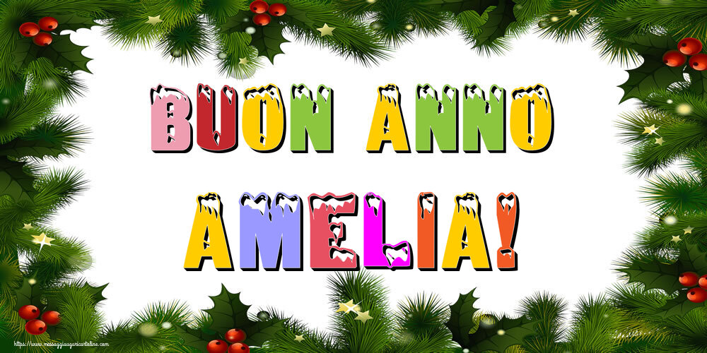 Cartoline di Buon Anno - Albero Di Natale & Palle Di Natale | Buon Anno Amelia!