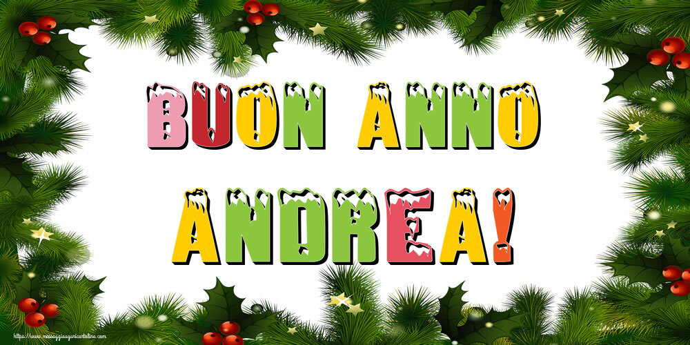 Cartoline di Buon Anno - Albero Di Natale & Palle Di Natale | Buon Anno Andrea!