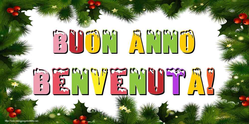 Cartoline di Buon Anno - Albero Di Natale & Palle Di Natale | Buon Anno Benvenuta!