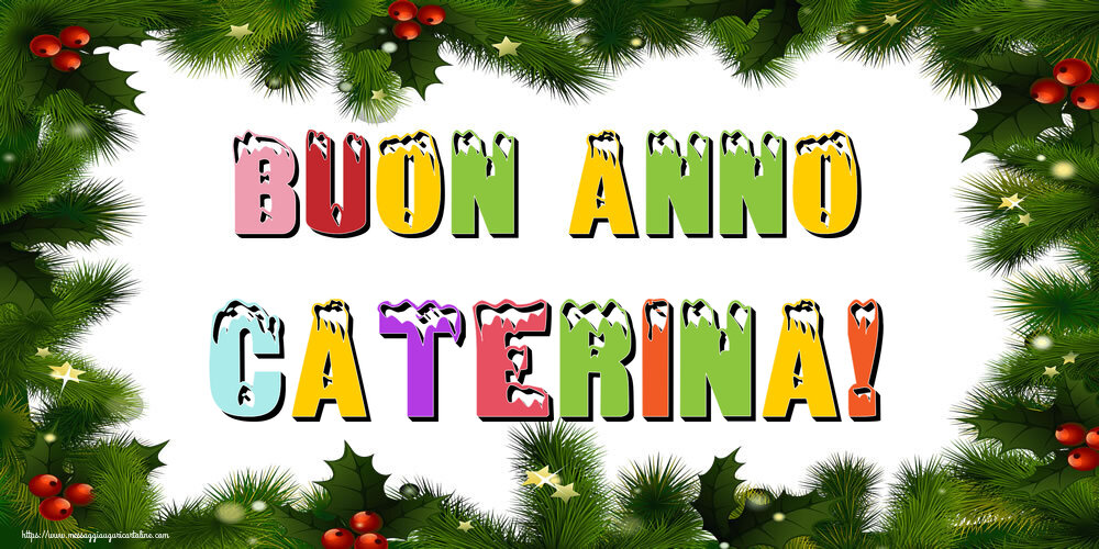 Cartoline di Buon Anno - Albero Di Natale & Palle Di Natale | Buon Anno Caterina!