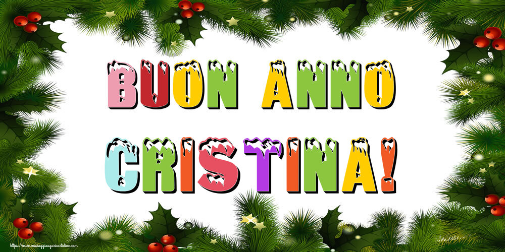 Cartoline di Buon Anno - Albero Di Natale & Palle Di Natale | Buon Anno Cristina!