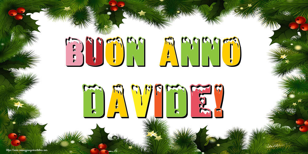 Cartoline di Buon Anno - Albero Di Natale & Palle Di Natale | Buon Anno Davide!