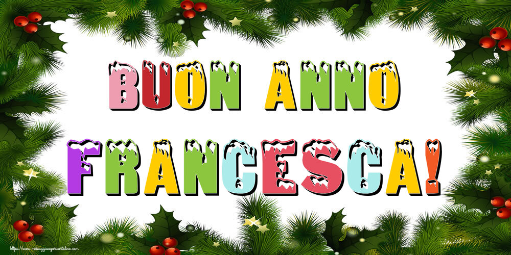 Cartoline di Buon Anno - Albero Di Natale & Palle Di Natale | Buon Anno Francesca!