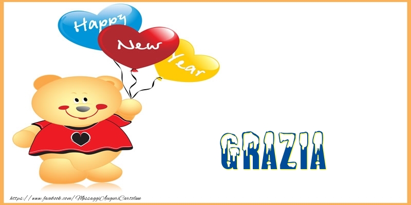Cartoline di Buon Anno - Animali & Palloncini | Happy New Year Grazia!