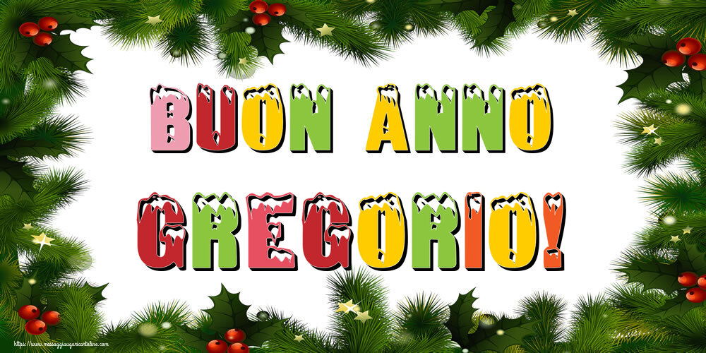 Cartoline di Buon Anno - Albero Di Natale & Palle Di Natale | Buon Anno Gregorio!