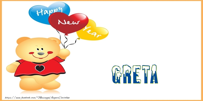 Cartoline di Buon Anno - Animali & Palloncini | Happy New Year Greta!