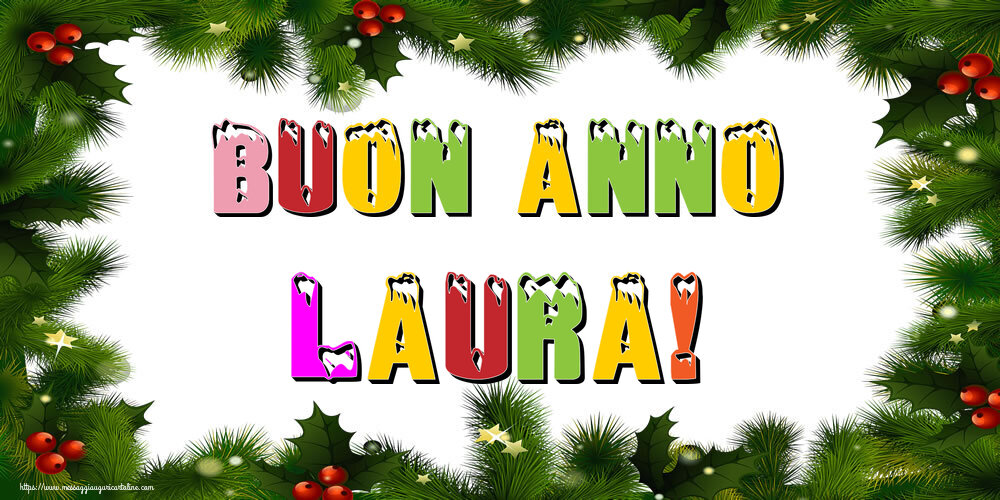 Cartoline di Buon Anno - Albero Di Natale & Palle Di Natale | Buon Anno Laura!