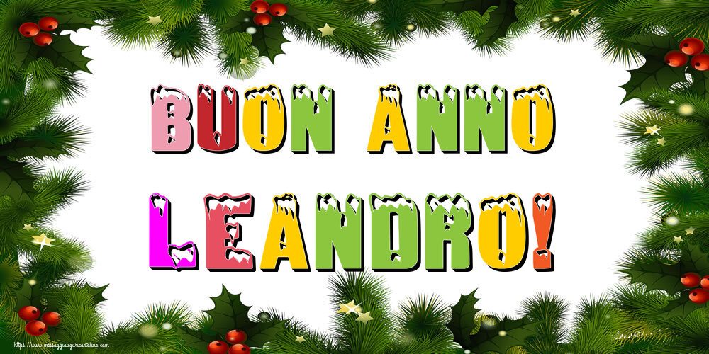 Cartoline di Buon Anno - Albero Di Natale & Palle Di Natale | Buon Anno Leandro!