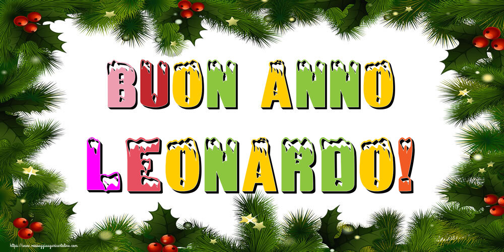 Cartoline di Buon Anno - Albero Di Natale & Palle Di Natale | Buon Anno Leonardo!