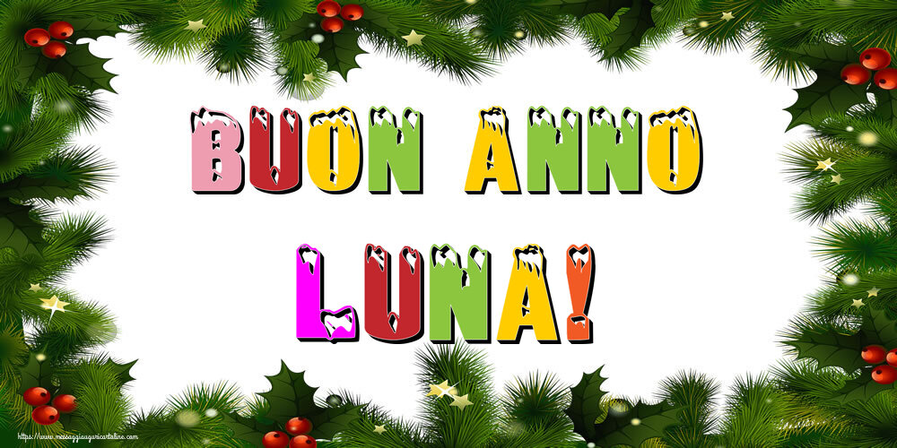 Cartoline di Buon Anno - Albero Di Natale & Palle Di Natale | Buon Anno Luna!
