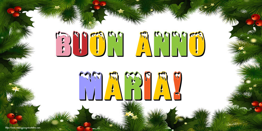 Cartoline di Buon Anno - Albero Di Natale & Palle Di Natale | Buon Anno Maria!