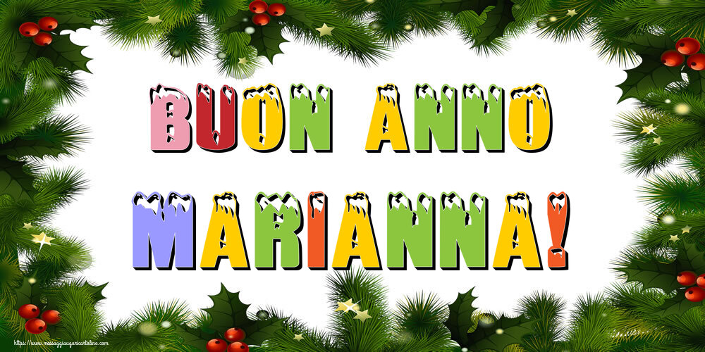Cartoline di Buon Anno - Albero Di Natale & Palle Di Natale | Buon Anno Marianna!