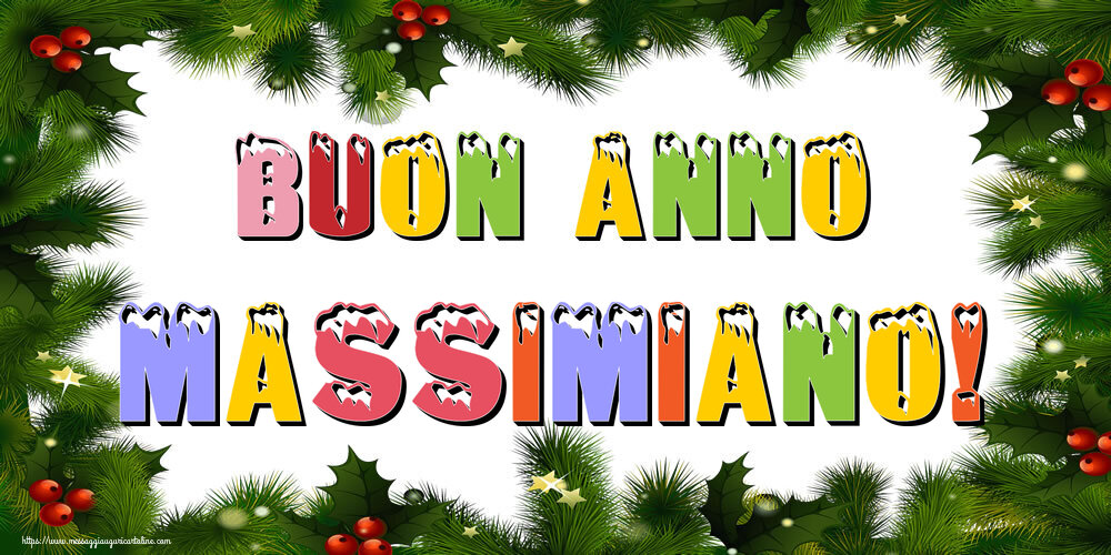 Cartoline di Buon Anno - Albero Di Natale & Palle Di Natale | Buon Anno Massimiano!