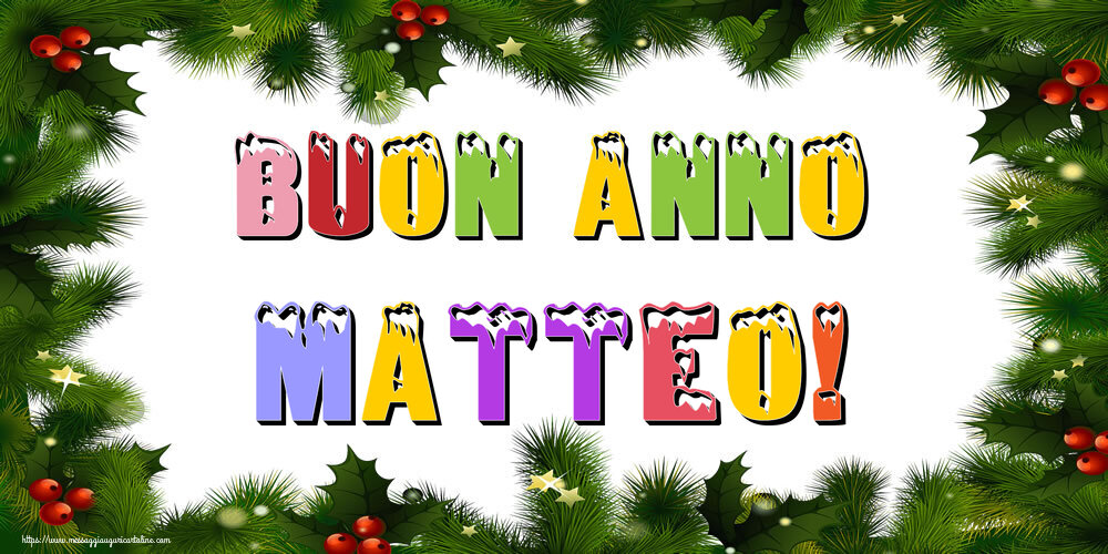 Cartoline di Buon Anno - Albero Di Natale & Palle Di Natale | Buon Anno Matteo!