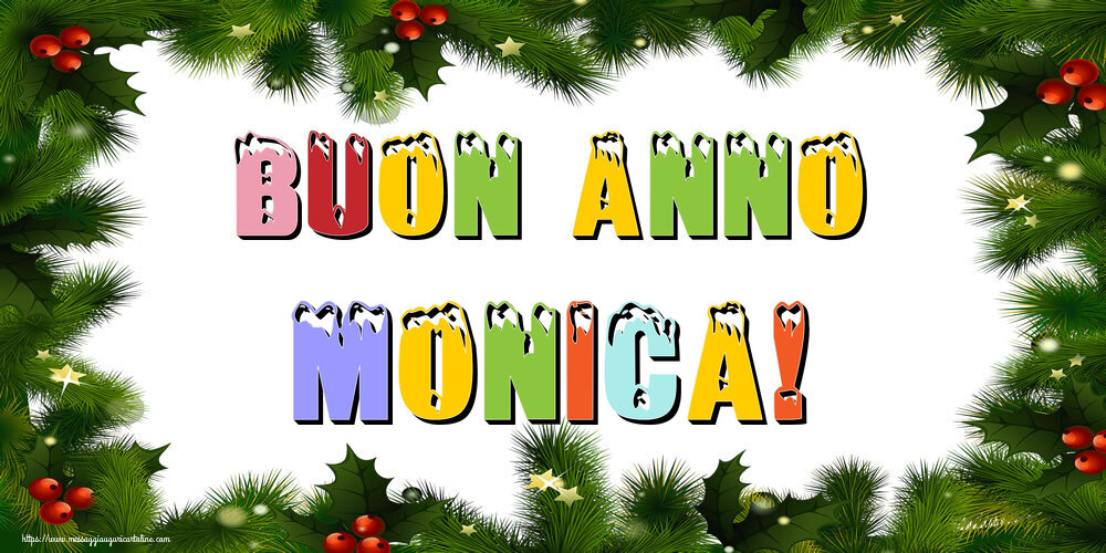 Cartoline di Buon Anno - Albero Di Natale & Palle Di Natale | Buon Anno Monica!