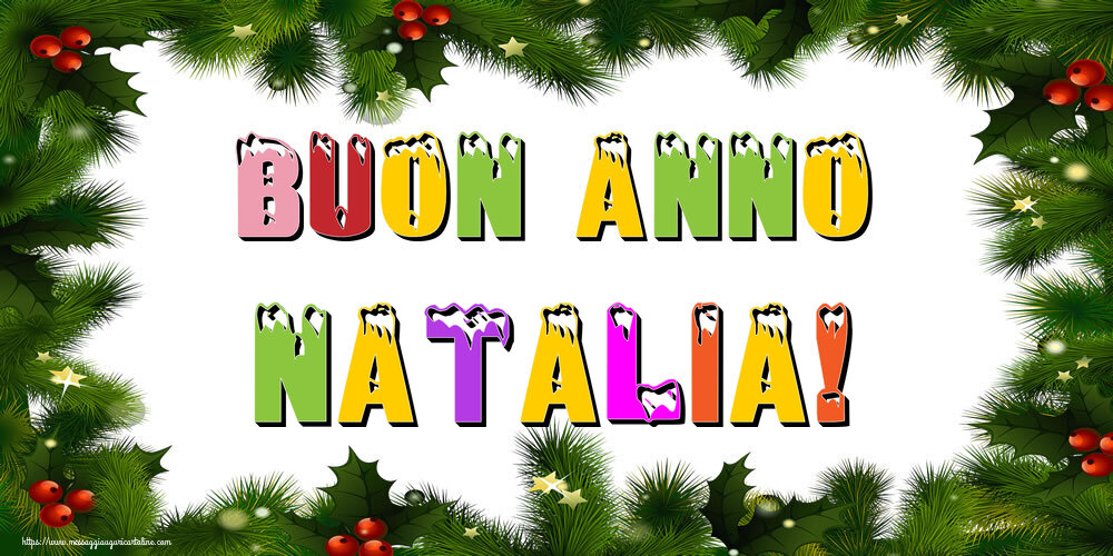 Cartoline di Buon Anno - Albero Di Natale & Palle Di Natale | Buon Anno Natalia!