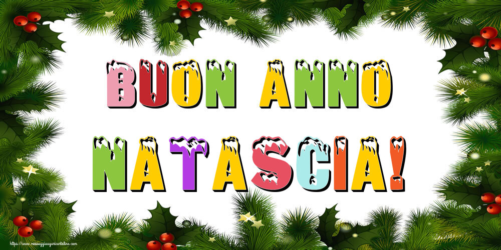 Cartoline di Buon Anno - Albero Di Natale & Palle Di Natale | Buon Anno Natascia!