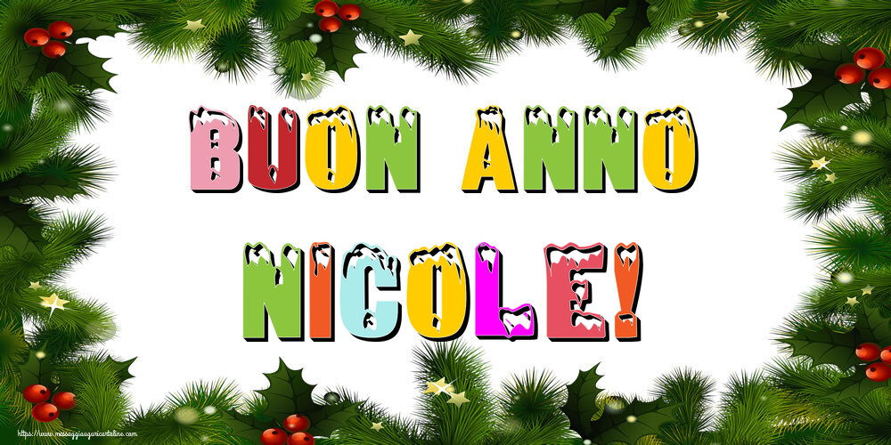 Cartoline di Buon Anno - Albero Di Natale & Palle Di Natale | Buon Anno Nicole!