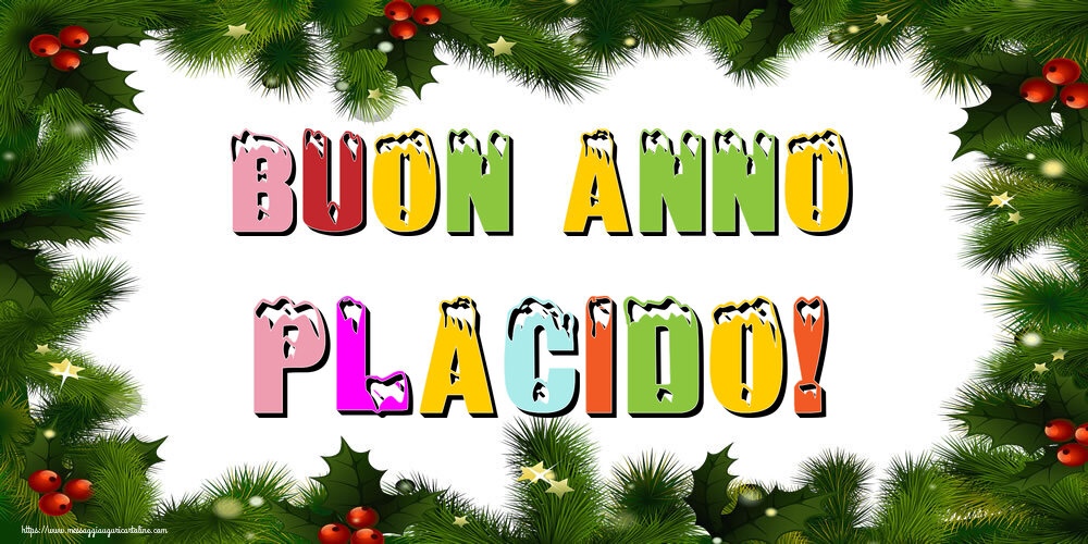 Cartoline di Buon Anno - Albero Di Natale & Palle Di Natale | Buon Anno Placido!